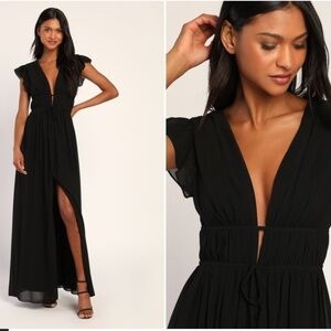 LULU's Prom Wedding Romantic Chiffon Empire Waist Maxi Dress NWT